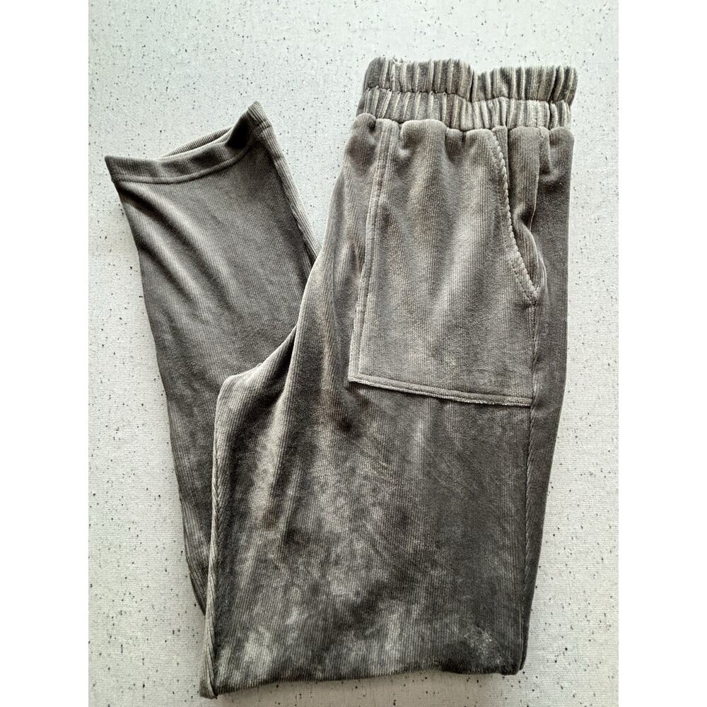 NWT Artistic Works by Lu Leisure Gray Ribbed Knit Velvet Pants Comfy Size S